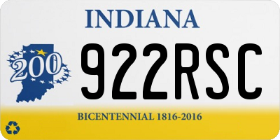 IN license plate 922RSC