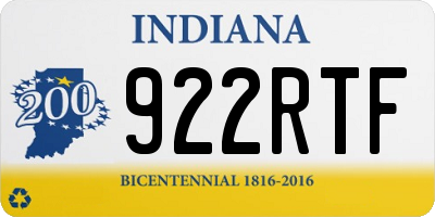 IN license plate 922RTF