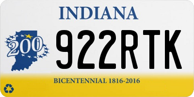 IN license plate 922RTK