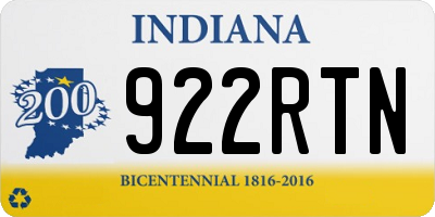 IN license plate 922RTN