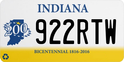 IN license plate 922RTW