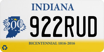 IN license plate 922RUD