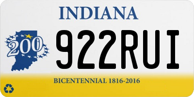 IN license plate 922RUI