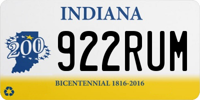 IN license plate 922RUM