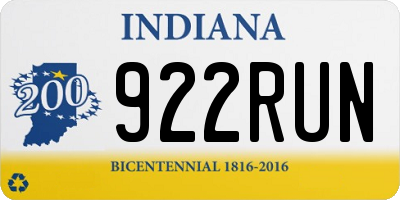 IN license plate 922RUN