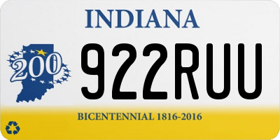 IN license plate 922RUU