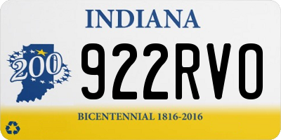 IN license plate 922RVO