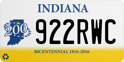 IN license plate 922RWC