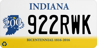 IN license plate 922RWK