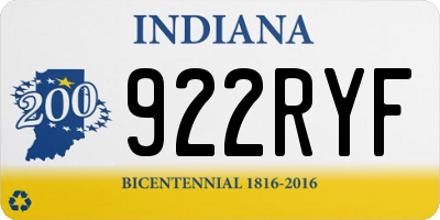 IN license plate 922RYF