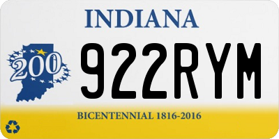 IN license plate 922RYM