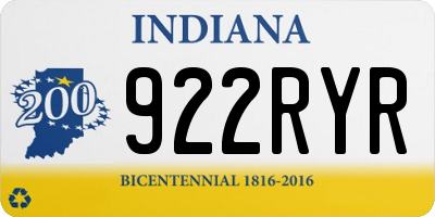 IN license plate 922RYR