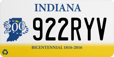 IN license plate 922RYV