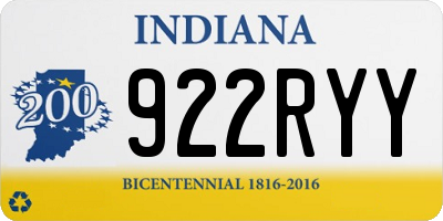 IN license plate 922RYY