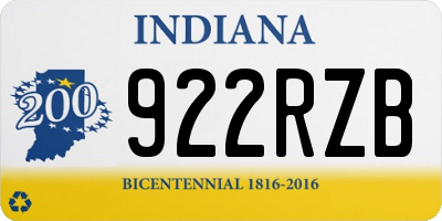 IN license plate 922RZB