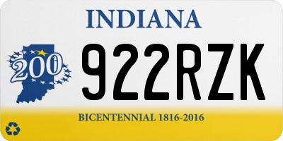 IN license plate 922RZK