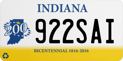 IN license plate 922SAI