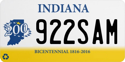 IN license plate 922SAM