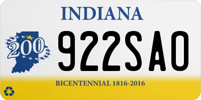 IN license plate 922SAO