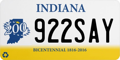 IN license plate 922SAY