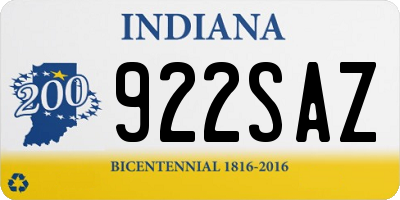 IN license plate 922SAZ