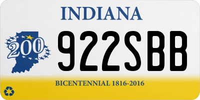 IN license plate 922SBB