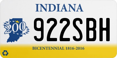 IN license plate 922SBH