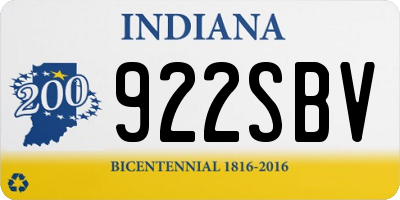 IN license plate 922SBV