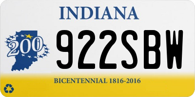 IN license plate 922SBW