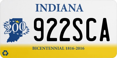 IN license plate 922SCA