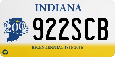 IN license plate 922SCB
