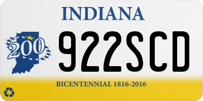 IN license plate 922SCD