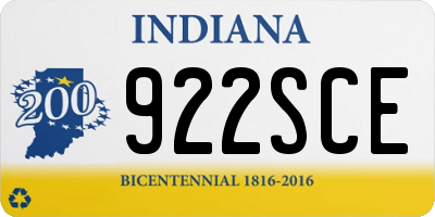 IN license plate 922SCE