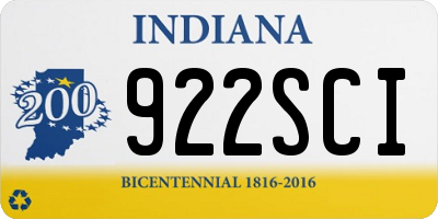 IN license plate 922SCI
