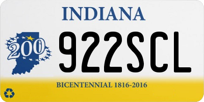 IN license plate 922SCL