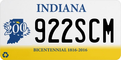 IN license plate 922SCM