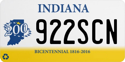 IN license plate 922SCN
