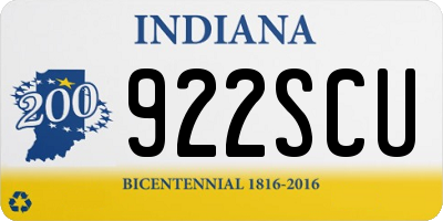 IN license plate 922SCU
