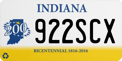 IN license plate 922SCX