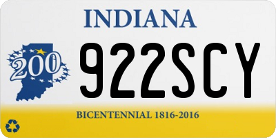 IN license plate 922SCY