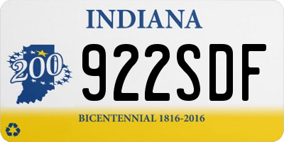 IN license plate 922SDF