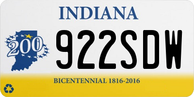 IN license plate 922SDW