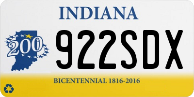IN license plate 922SDX