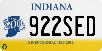 IN license plate 922SED