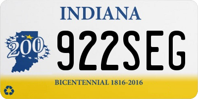 IN license plate 922SEG