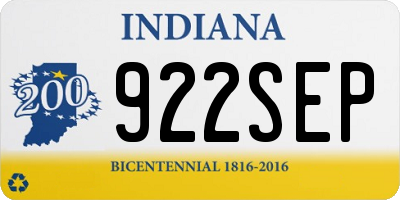 IN license plate 922SEP