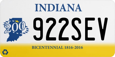 IN license plate 922SEV