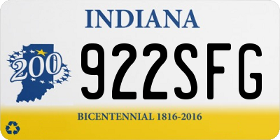 IN license plate 922SFG