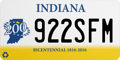 IN license plate 922SFM