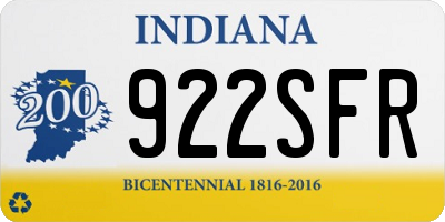 IN license plate 922SFR